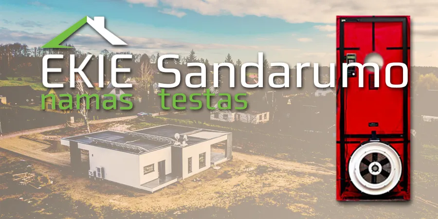 A++ gyvenamojo namo statybos etapas: sandarumo testas (III etapas)